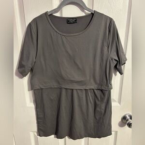 Grey Short Sleeve Nursing Shirt
